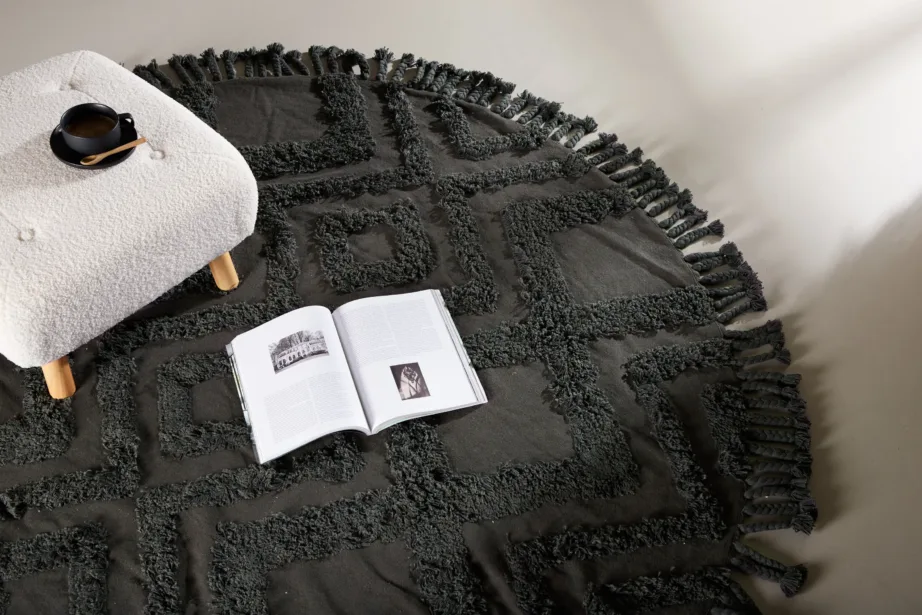 Ümmargune tumehall puuvillavaip Hilma, tuttmustriga (Ø 200 cm), 16034-107 – 4