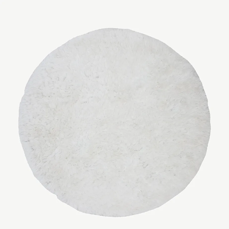 Grace kollektsiooni ümmargune valge kohev vaip, ø300 cm, polüestrist ja puuvillast, 16035-101 – 2