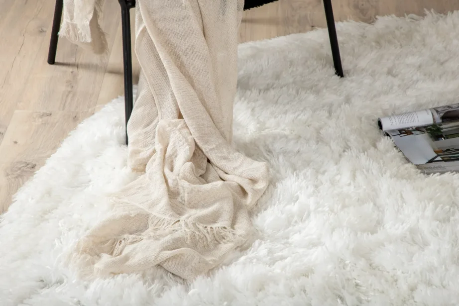 Grace kollektsiooni ümmargune valge kohev vaip, ø300 cm, polüestrist ja puuvillast, 16035-101 – 4