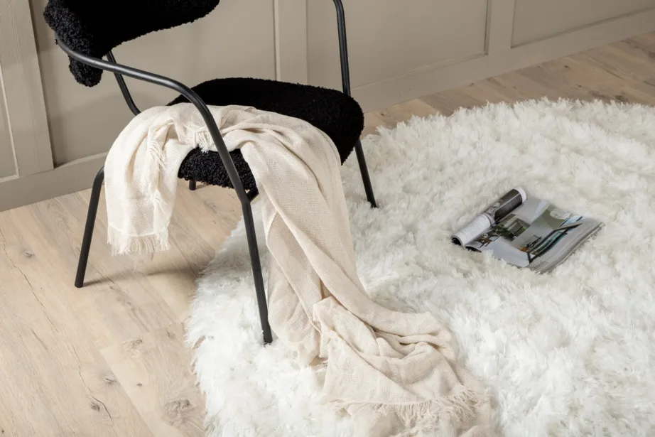 Grace kollektsiooni ümmargune valge kohev vaip, ø300 cm, polüestrist ja puuvillast, 16035-101 – 5