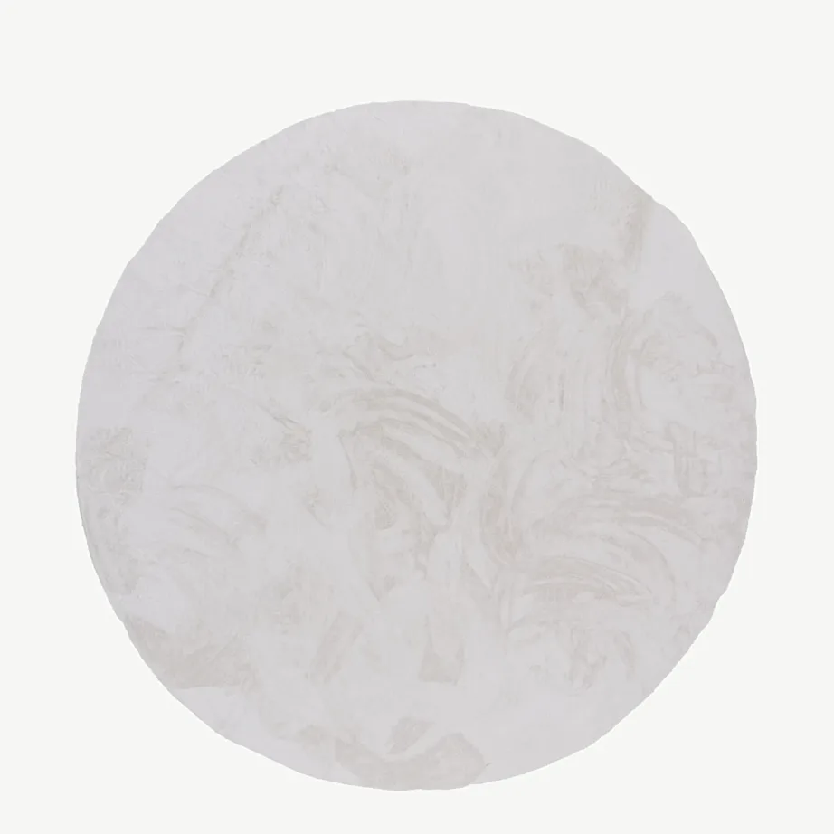 Valge ümmargune polüester-puuvillavaip Nina, ø 200 cm, 16037-101 – 2