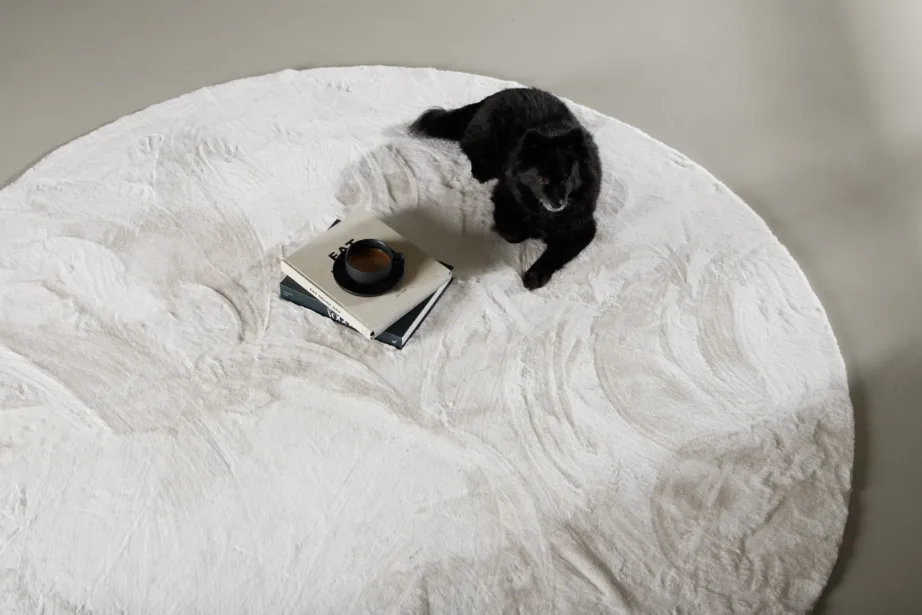 Valge ümmargune polüester-puuvillavaip Nina, ø 200 cm, 16037-101 – 4