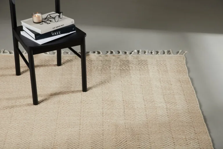 Beež-valge villasegust Loke sarja põrandavaip narmastega, 350 × 250 cm - 16052-101