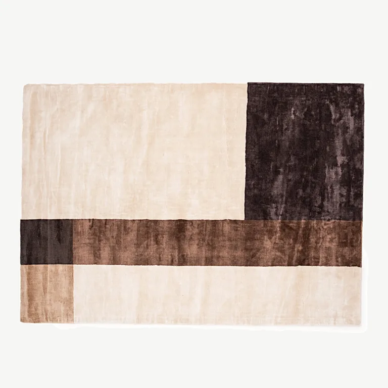 Suur geomeetrilise mustriga viskoosvaip Arvid, elevandiluu-pruun, 350 × 252 cm - 16084-104
