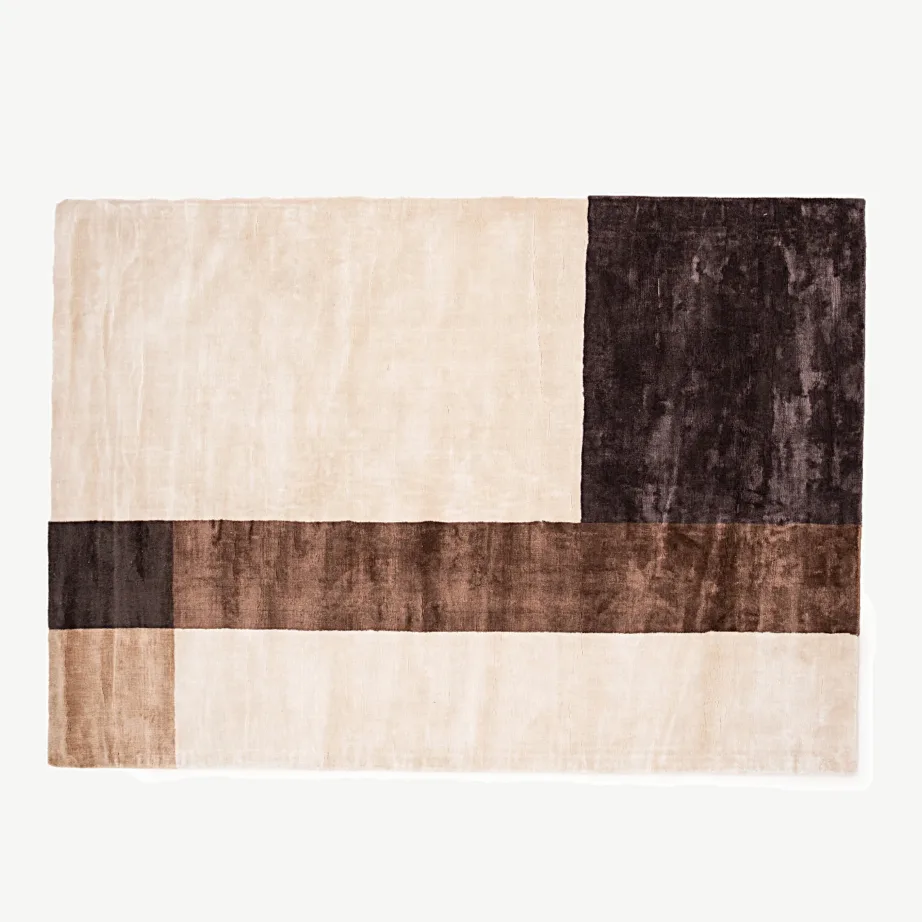 Suur geomeetrilise mustriga viskoosvaip Arvid, elevandiluu-pruun, 350 × 252 cm, 16084-104 – 2