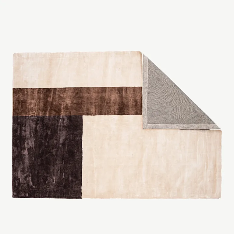 Suur geomeetrilise mustriga viskoosvaip Arvid, elevandiluu-pruun, 350 × 252 cm - 16084-104