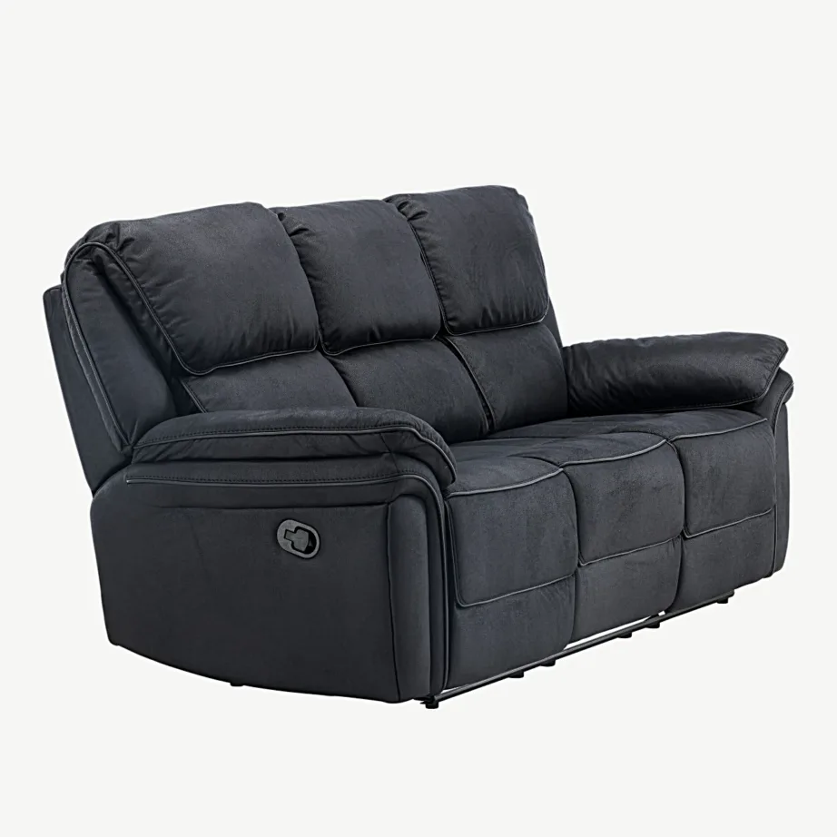 Saranda reguleeritav mustast mikrokiust 3-kohaline recliner-diivan, 16610-100 – 3