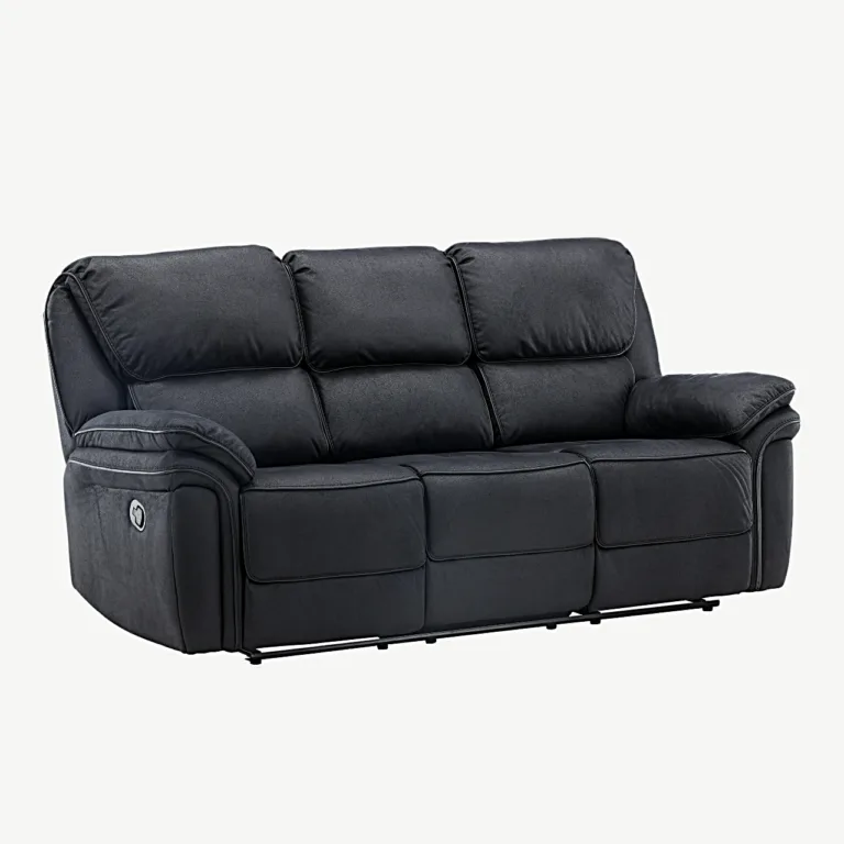 Saranda reguleeritav mustast mikrokiust 3-kohaline recliner-diivan - 16610-100