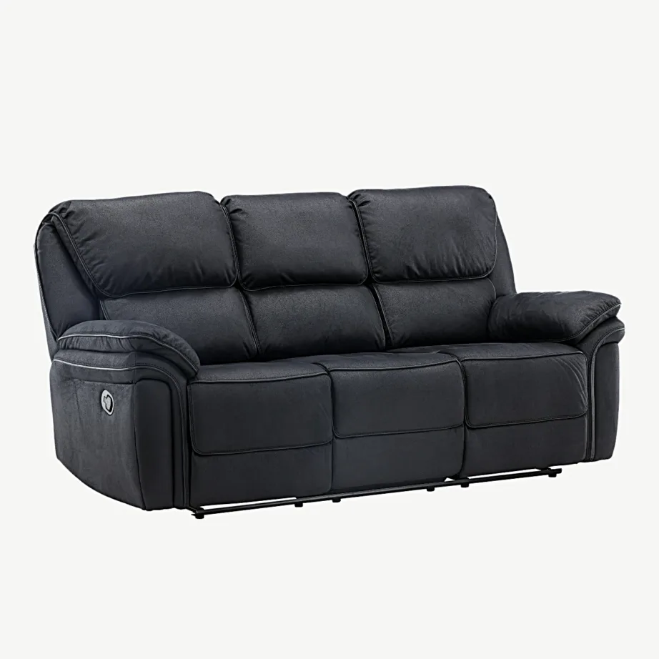 Saranda reguleeritav mustast mikrokiust 3-kohaline recliner-diivan, 16610-100