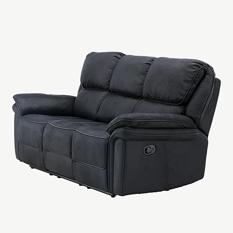 Saranda reguleeritav mustast mikrokiust 3-kohaline recliner-diivan - 16610-100