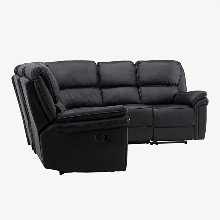 Mustast mikrofiibrist nurgadiivan-recliner Saranda, 338 cm - 16613-100