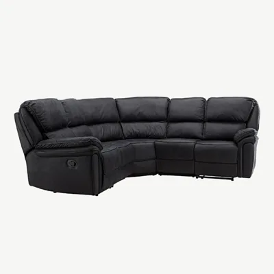 Mustast mikrofiibrist nurgadiivan-recliner Saranda, 338 cm - 16613-100