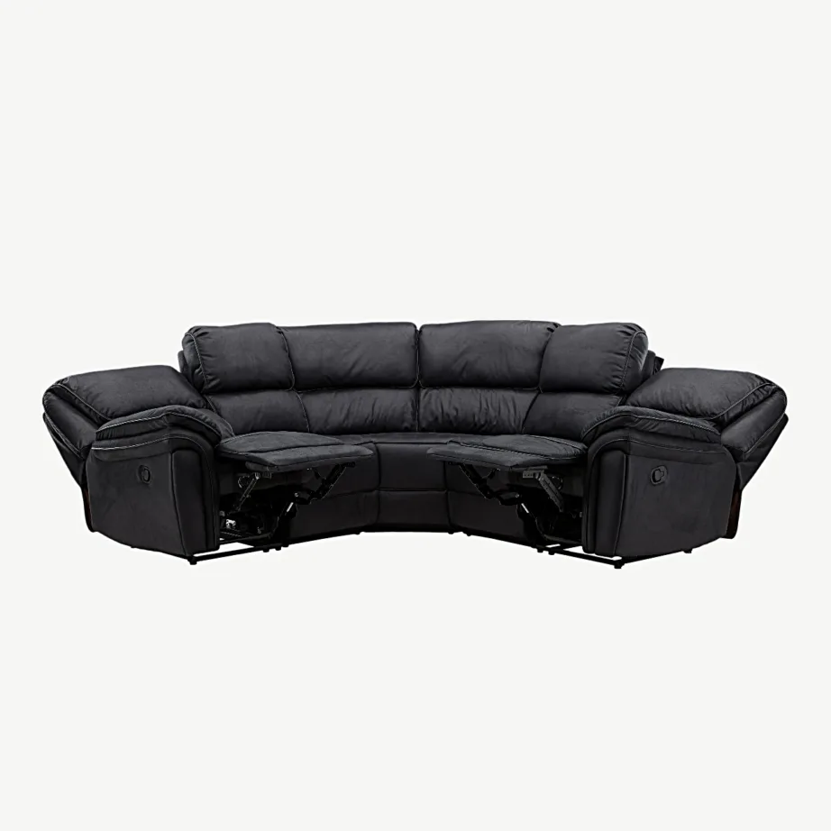 Mustast mikrofiibrist nurgadiivan-recliner Saranda, 338 cm, 16613-100 – 4