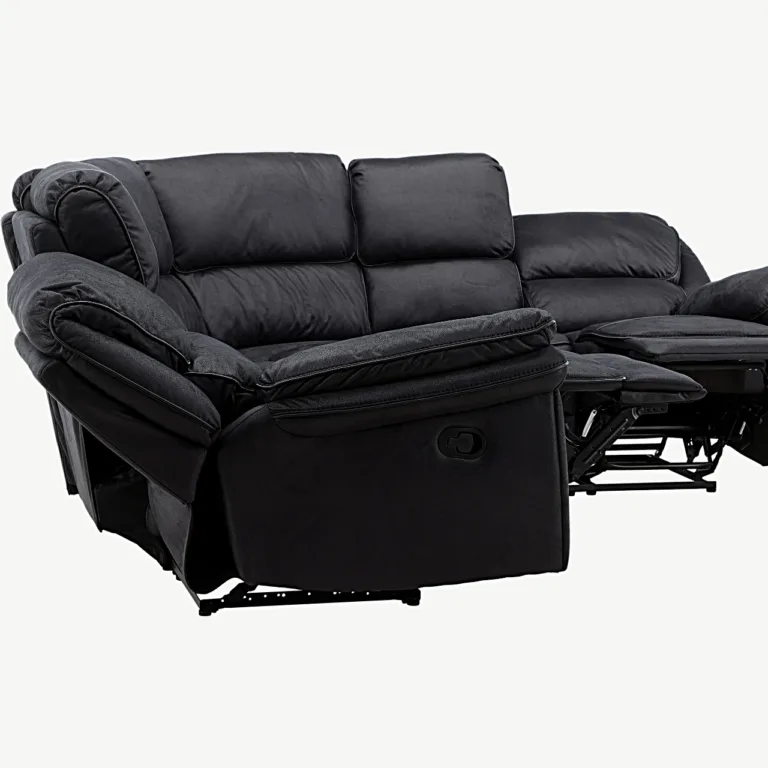 Mustast mikrofiibrist nurgadiivan-recliner Saranda, 338 cm - 16613-100