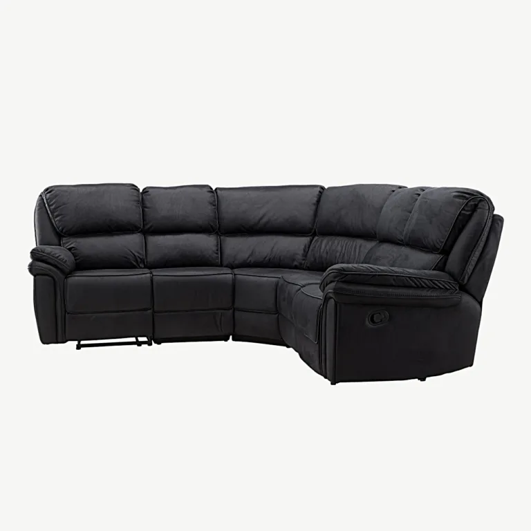 Mustast mikrofiibrist nurgadiivan-recliner Saranda, 338 cm - 16613-100