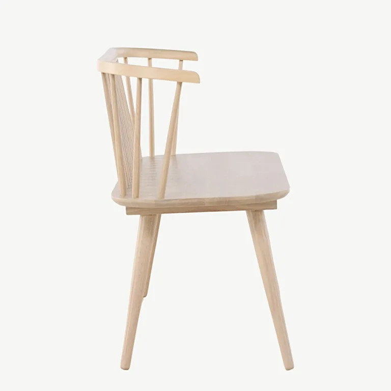 Valge peitsiga kummipuidust söögipink Bobby, 120 cm - 16803-300