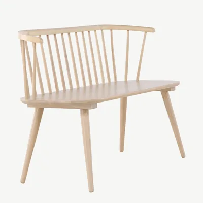 Valge peitsiga kummipuidust söögipink Bobby, 120 cm - 16803-300