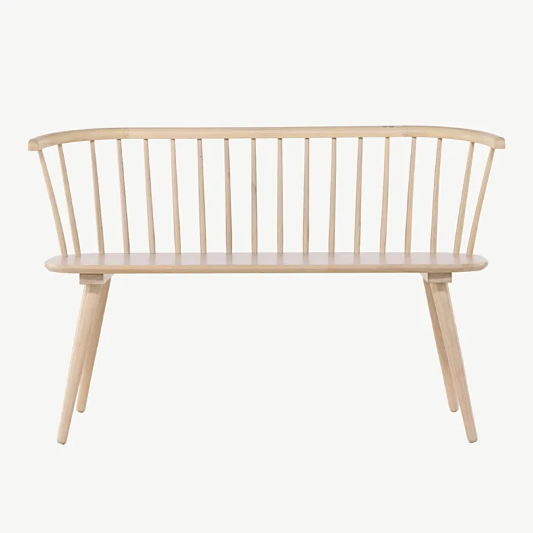 Valge peitsiga kummipuidust söögipink Bobby, 120 cm - 16803-300