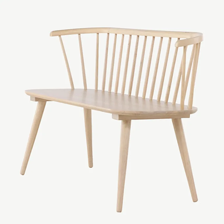 Valge peitsiga kummipuidust söögipink Bobby, 120 cm - 16803-300