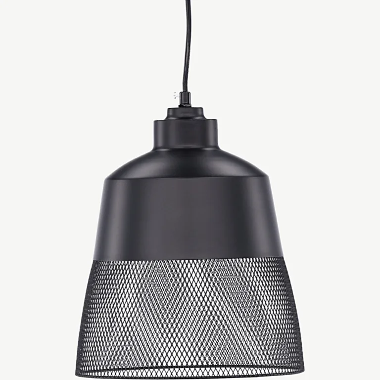 Mattmusta rauast ripplamp Toulon, metallvõrgust varjuga - 17004-001