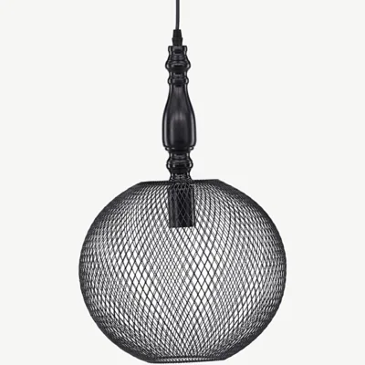 Must metallist võrkkattega rippvalgusti Valence, ø30 cm - 17005-001