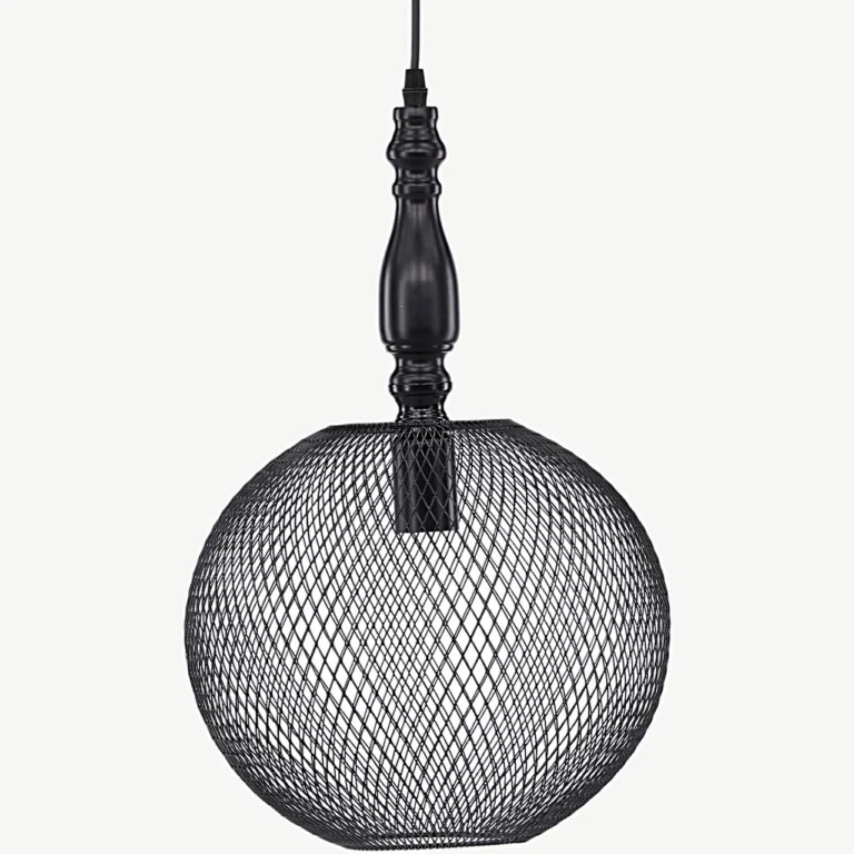 Must metallist võrkkattega rippvalgusti Valence, ø30 cm - 17005-001