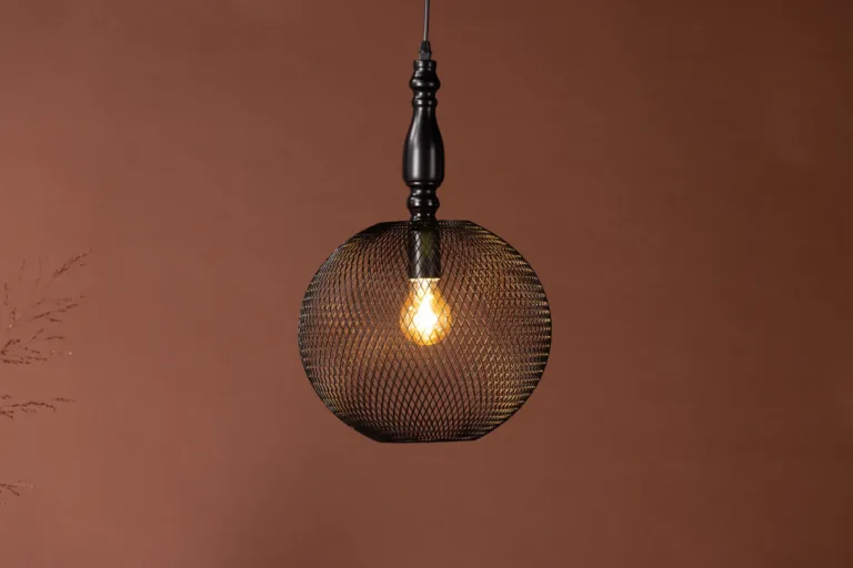 Must metallist võrkkattega rippvalgusti Valence, ø30 cm - 17005-001