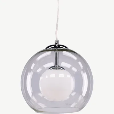 Klaasist ripplamp Roche läbipaistva kupliga, kroomitud detailid - 17006-000