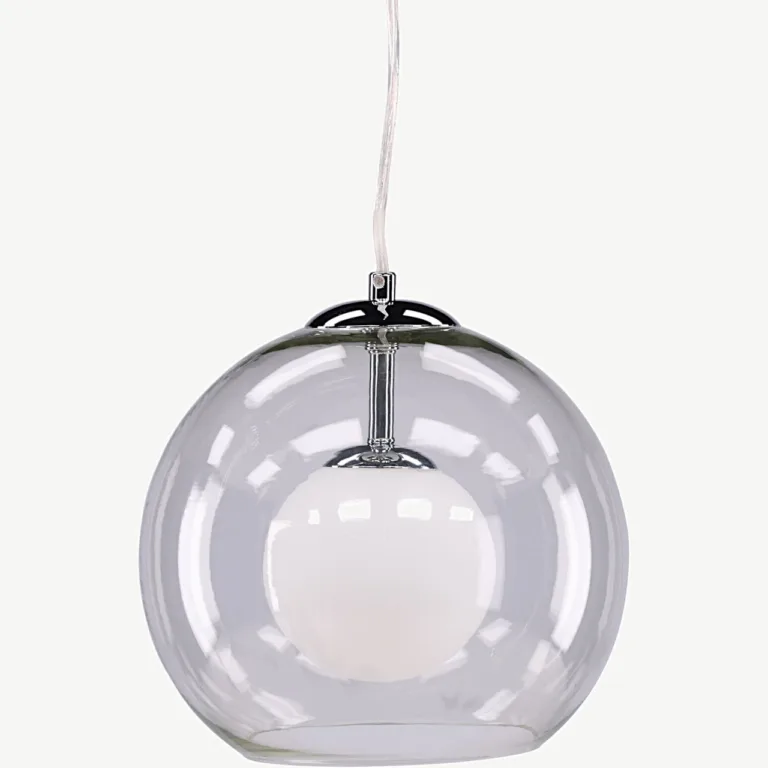 Klaasist ripplamp Roche läbipaistva kupliga, kroomitud detailid - 17006-000
