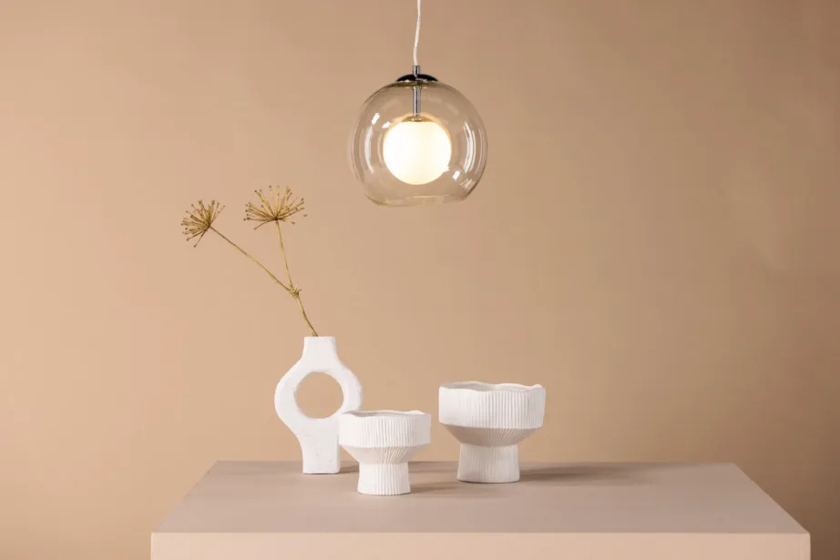 Klaasist ripplamp Roche läbipaistva kupliga, kroomitud detailid, 17006-000 – 3