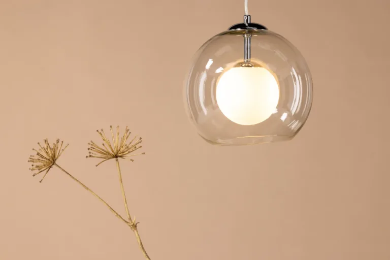 Klaasist ripplamp Roche läbipaistva kupliga, kroomitud detailid - 17006-000