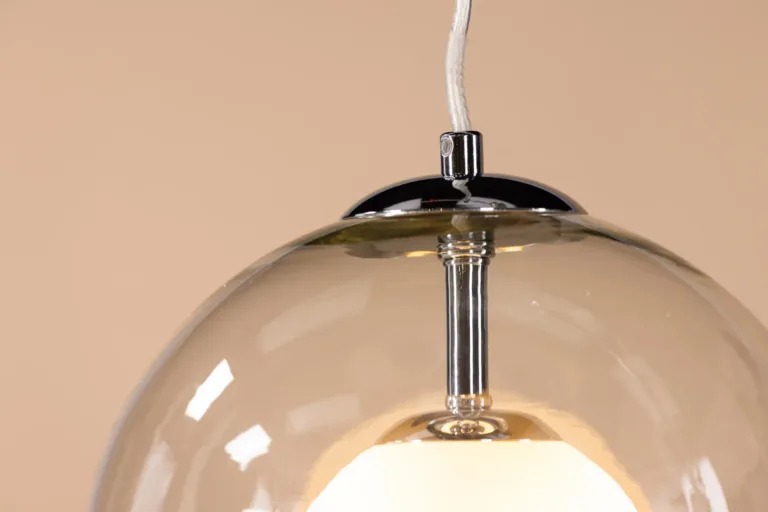 Klaasist ripplamp Roche läbipaistva kupliga, kroomitud detailid - 17006-000