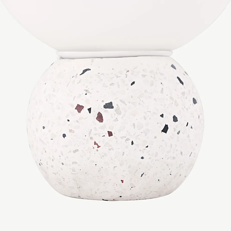 Valge terrazzo-jalusega laualamp Metz, valge klaaskuppel, 17012-006 – 3