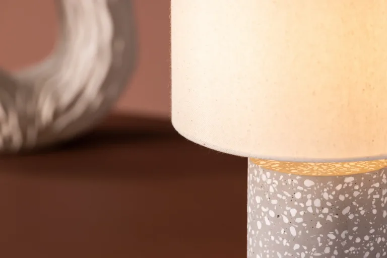 Laualamp Dijoni hallist terrazzo'st ja beeži kangasvarjuga - 17013-002