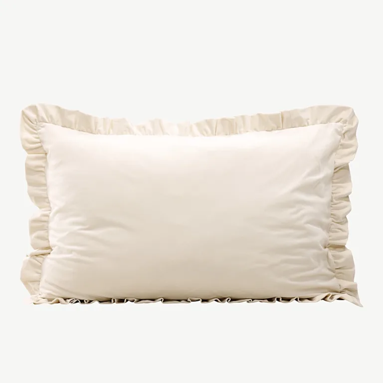 Valge sametist padjapüür dekoratiivse rüüsiga Hailey 100 × 70 cm - 17013-501