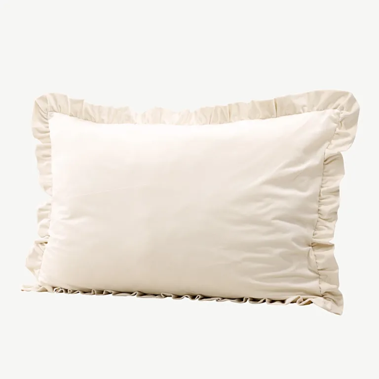 Valge sametist padjapüür dekoratiivse rüüsiga Hailey 100 × 70 cm - 17013-501