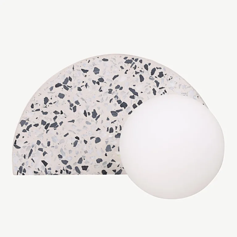 Poolkaarekujuline terrazzo seinavalgusti Abbeville valge klaaskupliga - 17024-006