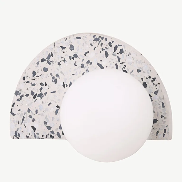 Poolkaarekujuline terrazzo seinavalgusti Abbeville valge klaaskupliga - 17024-006