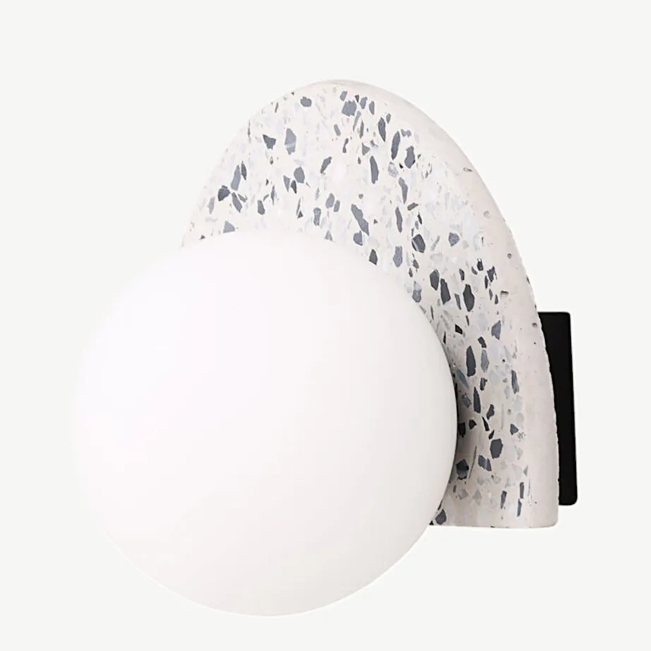Poolkaarekujuline terrazzo seinavalgusti Abbeville valge klaaskupliga, 17024-006 – 3