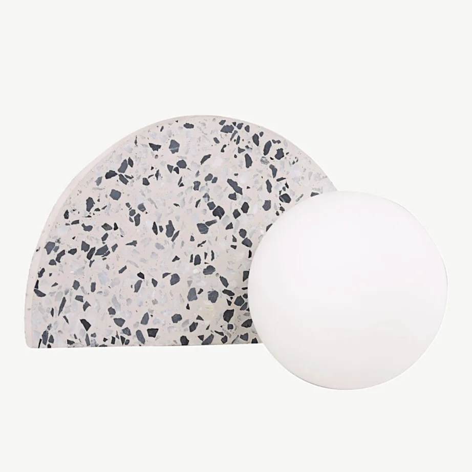 Poolkaarekujuline terrazzo seinavalgusti Abbeville valge klaaskupliga, 17024-006 – 5