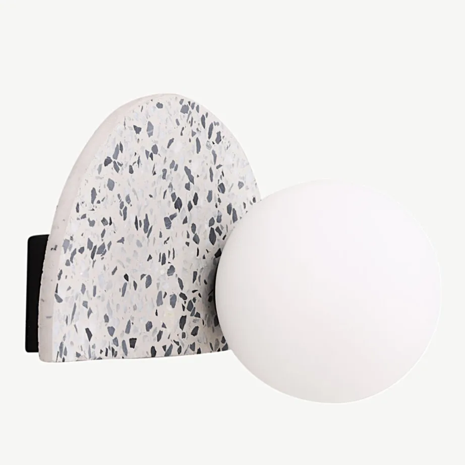 Poolkaarekujuline terrazzo seinavalgusti Abbeville valge klaaskupliga, 17024-006 – 6