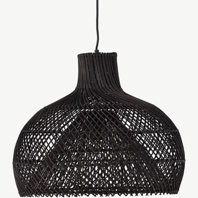 Mustast rotangist rippvalgusti Laroche (Ø45 cm) - 17033-001