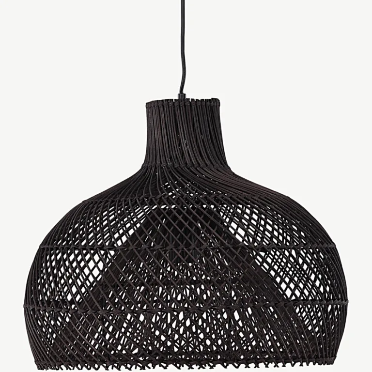 Mustast rotangist rippvalgusti Laroche (Ø45 cm) - 17033-001