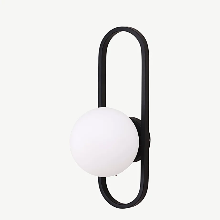 Alpese must metallist seinavalgusti valge klaaskupliga, 17037-001