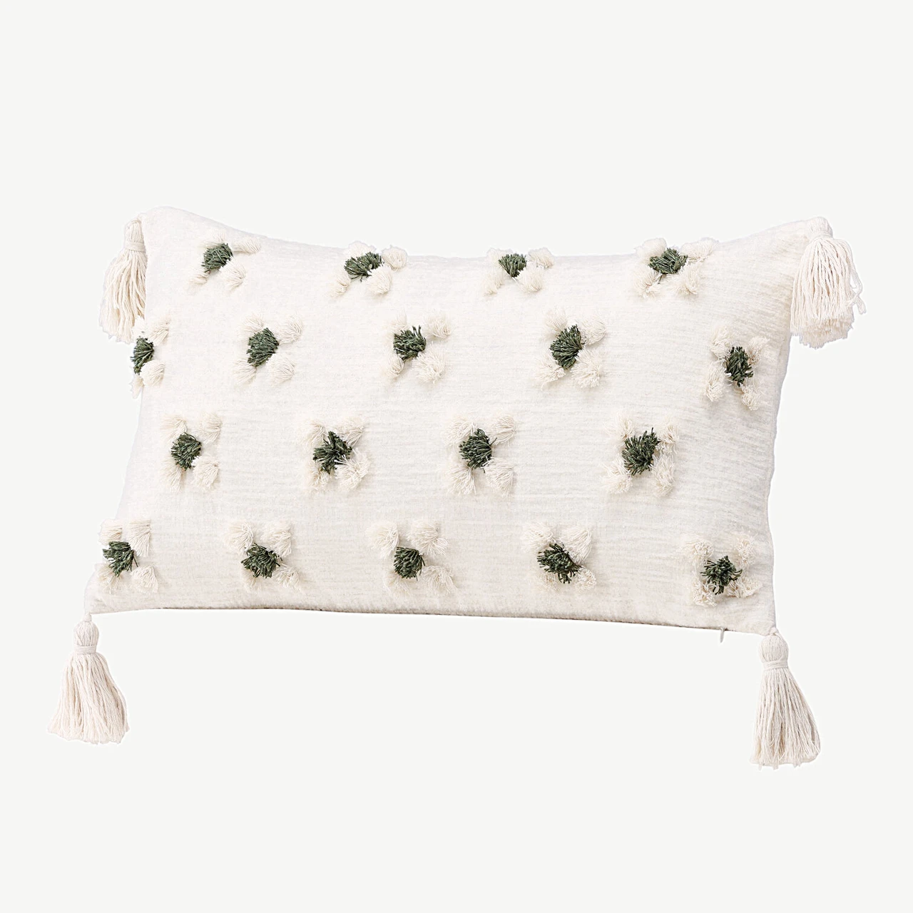 Dekoratiivpadjakate Millie valge, tikitud mustriga, 30 × 50 cm (polükeneel) - 17049-501