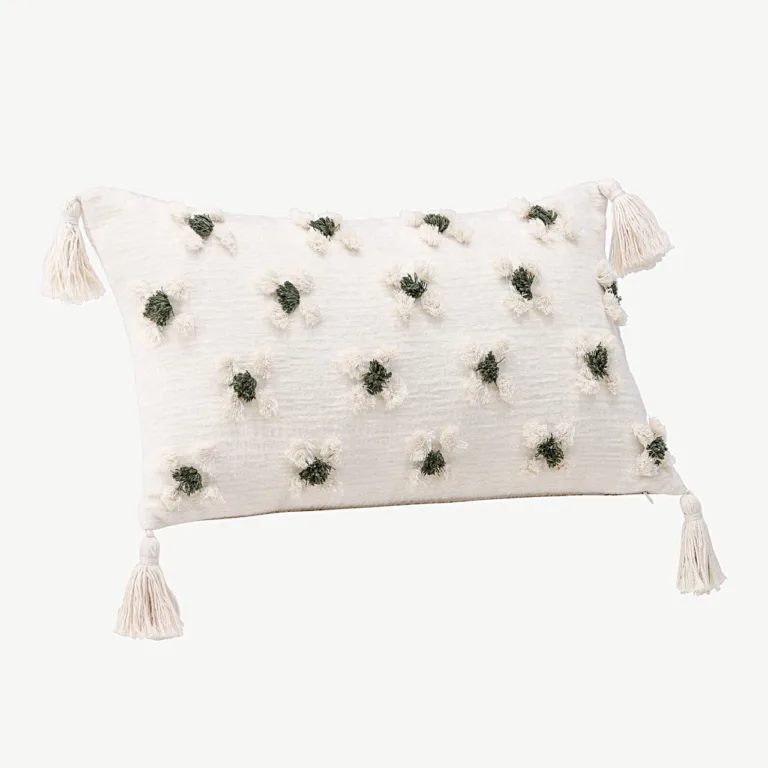 Dekoratiivpadjakate Millie valge, tikitud mustriga, 30 × 50 cm (polükeneel) - 17049-501