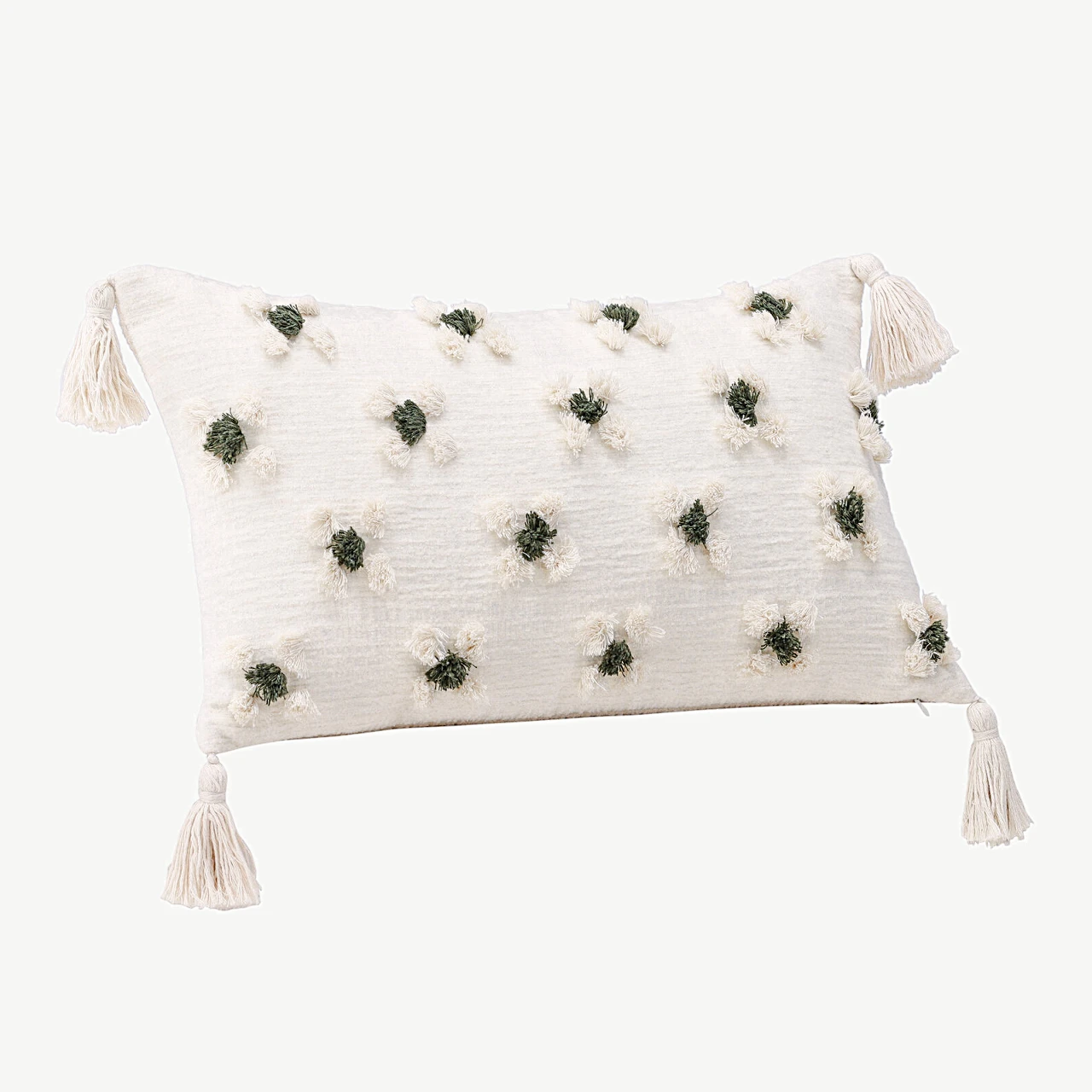 Dekoratiivpadjakate Millie valge, tikitud mustriga, 30 × 50 cm (polükeneel) - 17049-501