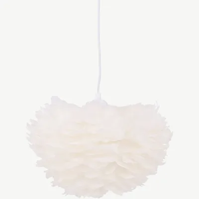 Valge kunstsulgedest ripplamp Nicola, Ø35 cm - 17057-001