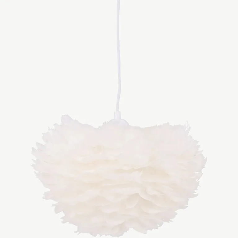 Valge kunstsulgedest ripplamp Nicola, Ø35 cm - 17057-001