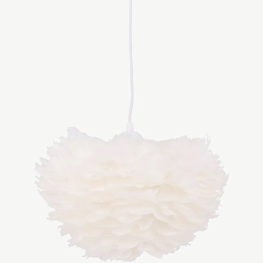 Valge kunstsulgedest ripplamp Nicola, Ø35 cm, 17057-001